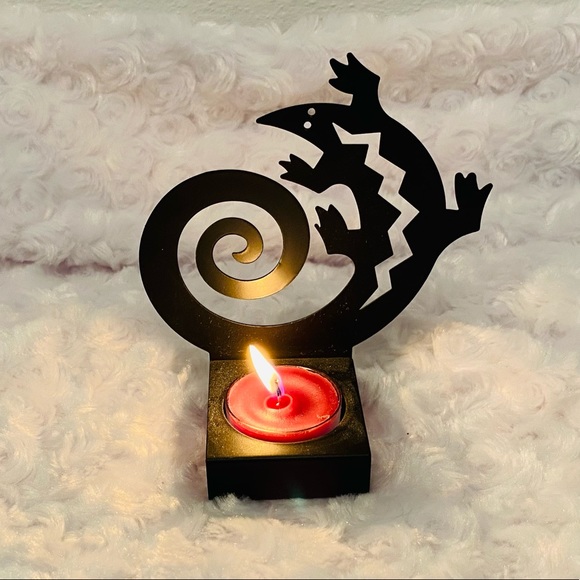 PartyLite Black Metal Gecko Tea Light Holder - Picture 5 of 6